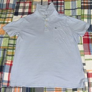 Vineyard Vines Blue and White Polo Shirt with Classic Collar